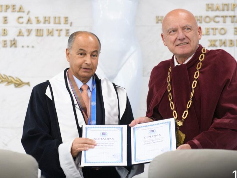 رسالة رئيس الاتحاد الدولي لألعاب الماء للعالم بعد منحه الدكتوراة الفخرية من بلغاريا